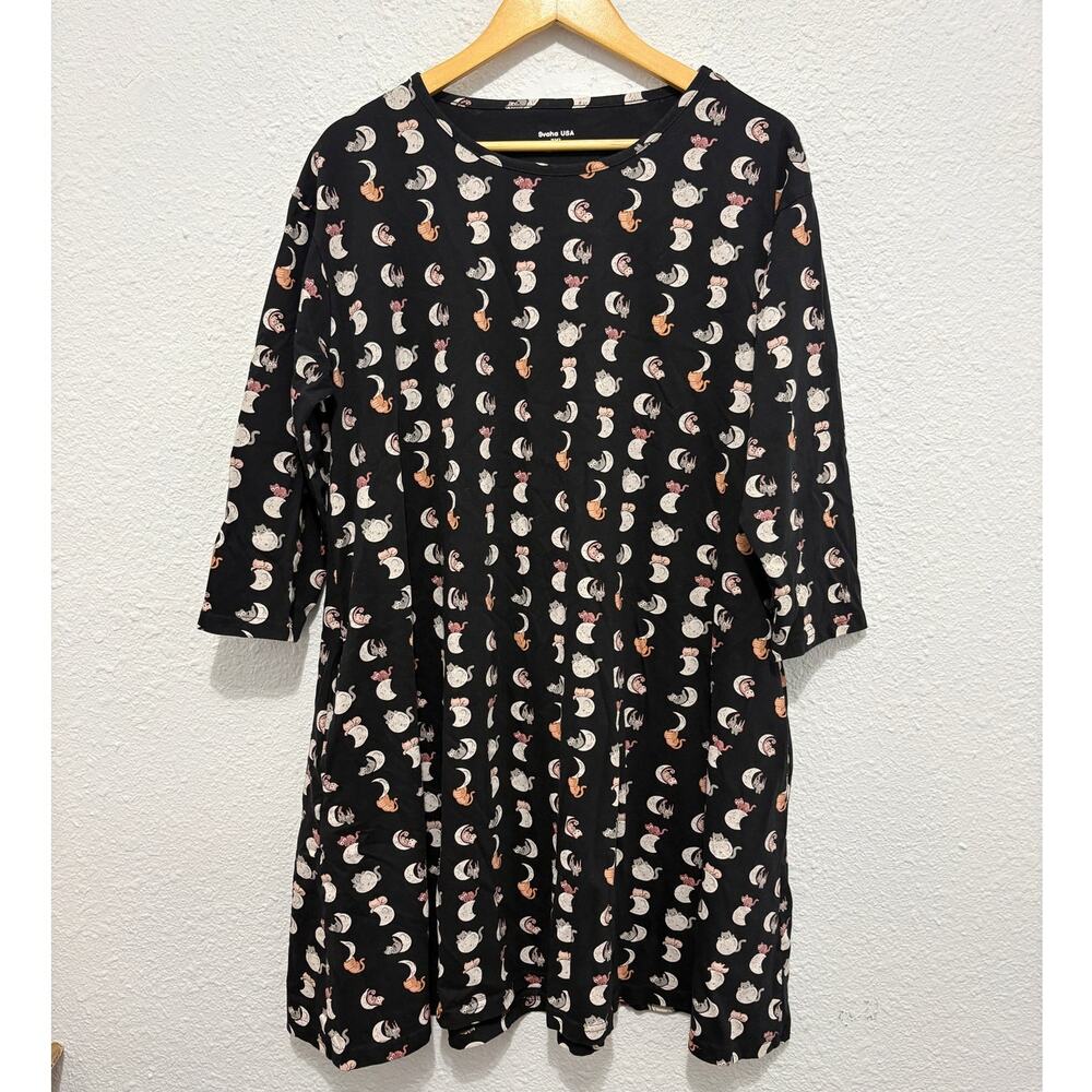Svaha USA Cat Dress 2XL Organic Cotton Novelty Print Made in India Twee